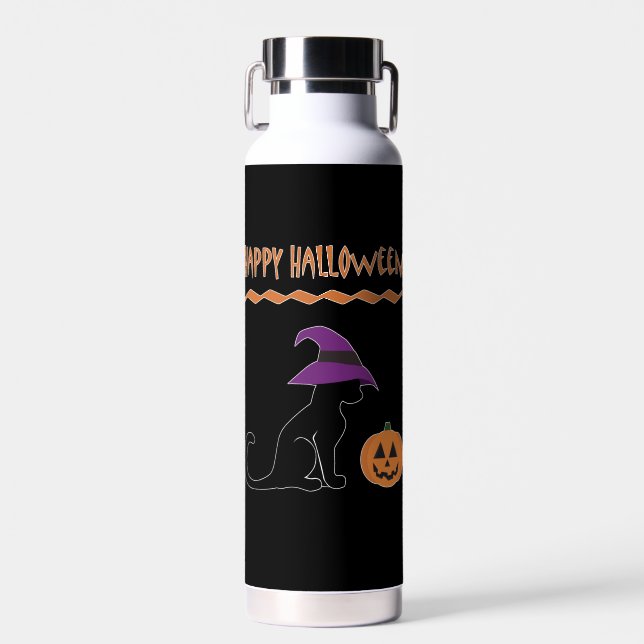 Bouteille D'eau Halloween Witch Cat and Pumpkin (Avant)
