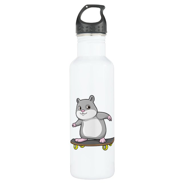 Bouteille D'eau Hamster en patinage avec skateboard (Devant)