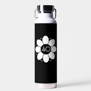 Bouteille D'eau Happy Big 40 Anniversaire Floral Design Motif Noir