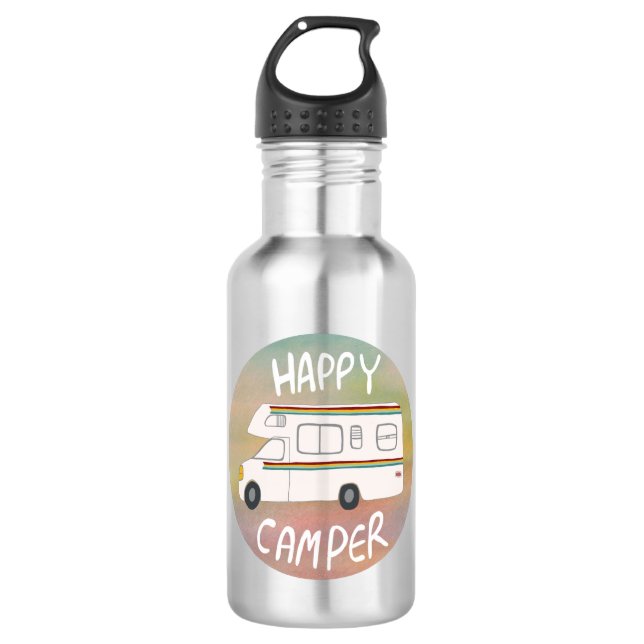 Bouteille D'eau Happy Camper Rainbow RV Sunset Motorhome RV (Devant)