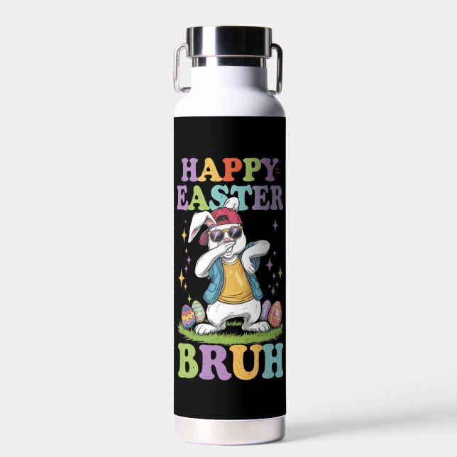 Bouteille D'eau Happy Pâques Bruh Dabbing Bunny Lapin Bro (Avant)
