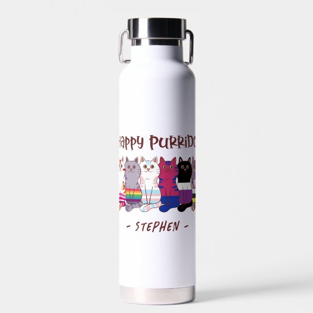Bouteille D'eau Happy Purride - LGBTQ Pride Cats (Avant)