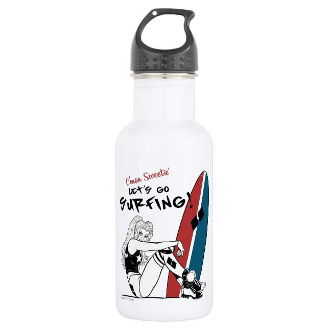 Bouteille D'eau Harley Quinn - Allons surfer (Devant)