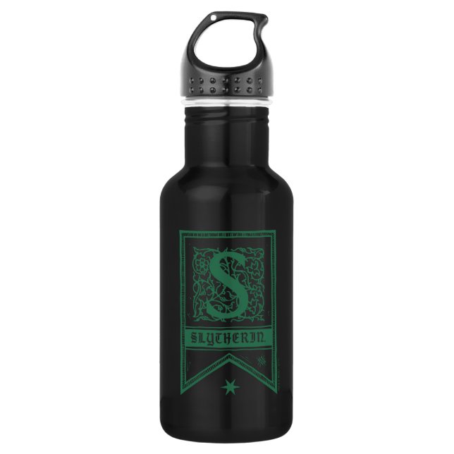 Bouteille D'eau Harry Potter | Bannière Monogramme Slytherin (Devant)