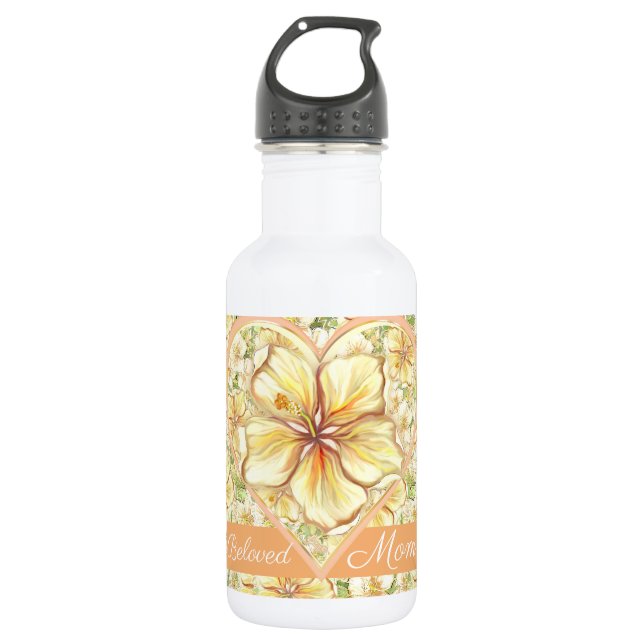 Bouteille D'eau Hibiscus & dentelle JAUNE (Devant)