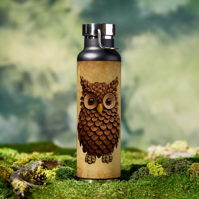 Bouteille D'eau Hibou Cône de Pin (Extérieur (pivotée))