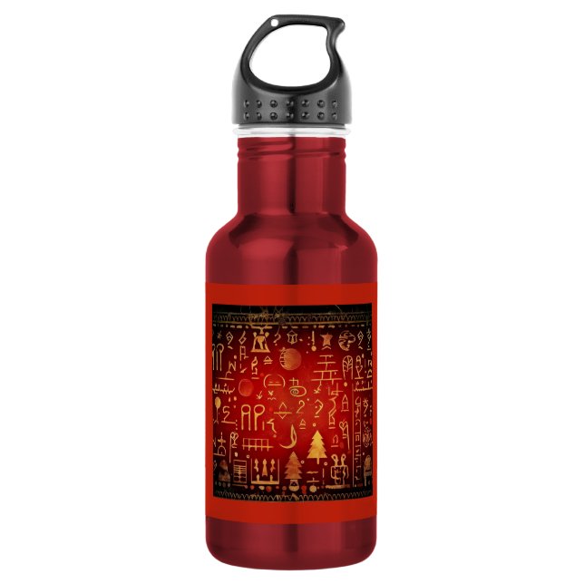 Bouteille D'eau Hiéroglyphes égyptiens de Noël 4 (Devant)