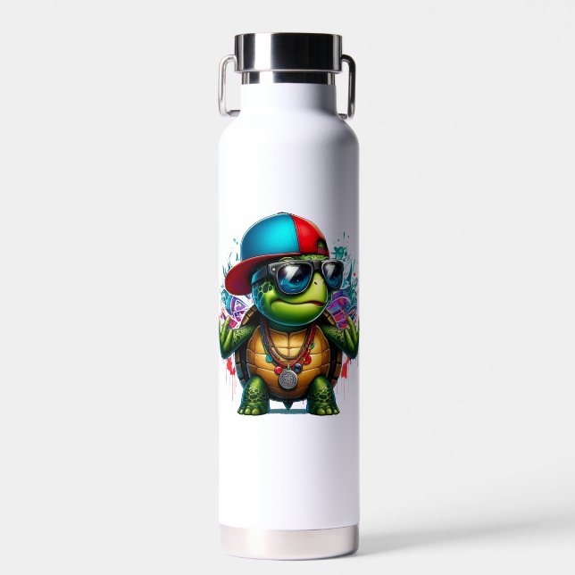 Bouteille D'eau hip hop de tortue cool (Avant)
