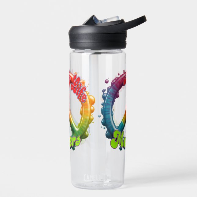 Bouteille D'eau Hippie Amour Paix La Vie Compte Personnalisé  (Gauche)
