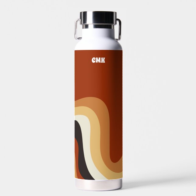 Bouteille D'eau Hippie personnalisée Retro les années 70 Wavy Burn (Avant)