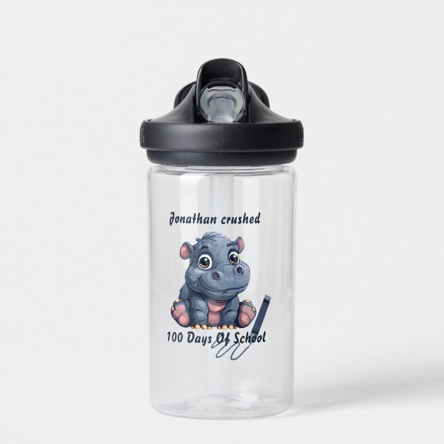 Bouteille D'eau Hippopotame Mignon J'ai Écrasé 100 Jours d'École  (Avant)