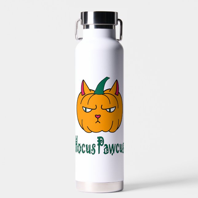 Bouteille D'eau Hocus pawcus Halloween citrouille ginger cat magie (Avant)