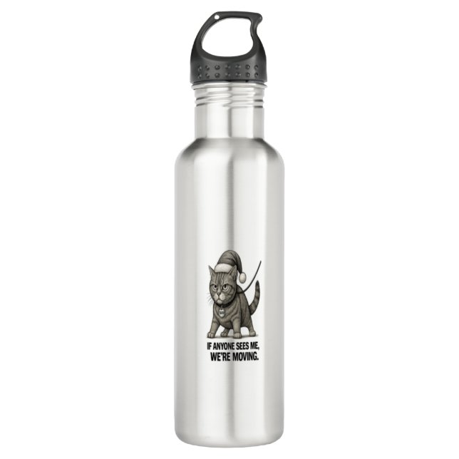 Bouteille D'eau Holiday Cat “We’re Moving" (Devant)