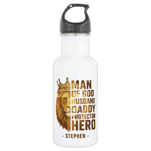 Bouteille D'eau Homme de Dieu Lion Couronne Design - Mari, papa