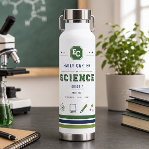 Bouteille D'eau Housse personnalisée verte marine pour l'école de