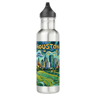 Bouteille D'eau Houston Skyline Colorful Van Gogh Cityscape