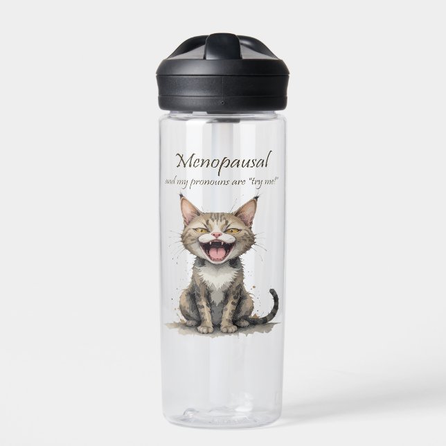 Bouteille D'eau Humour sur la ménopause Chat en colère stressé (Extérieur)