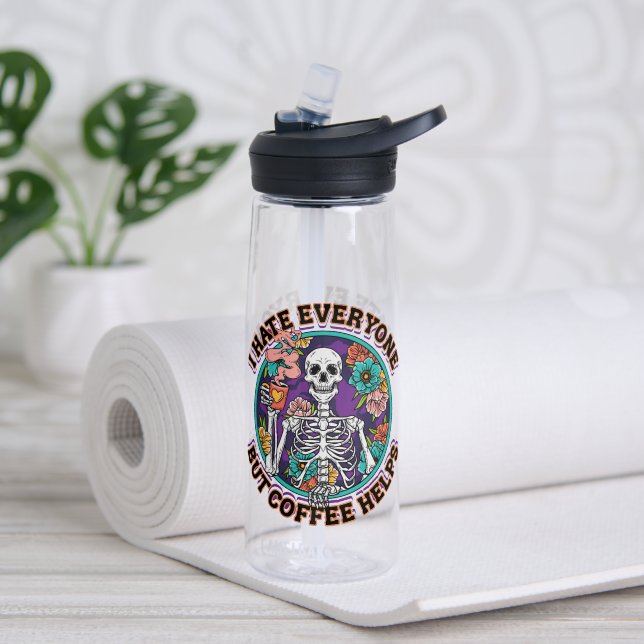 Bouteille D'eau I Hate Everyone Coffee Helps Coffee Lover Gifts  (Yoga (pivotée))