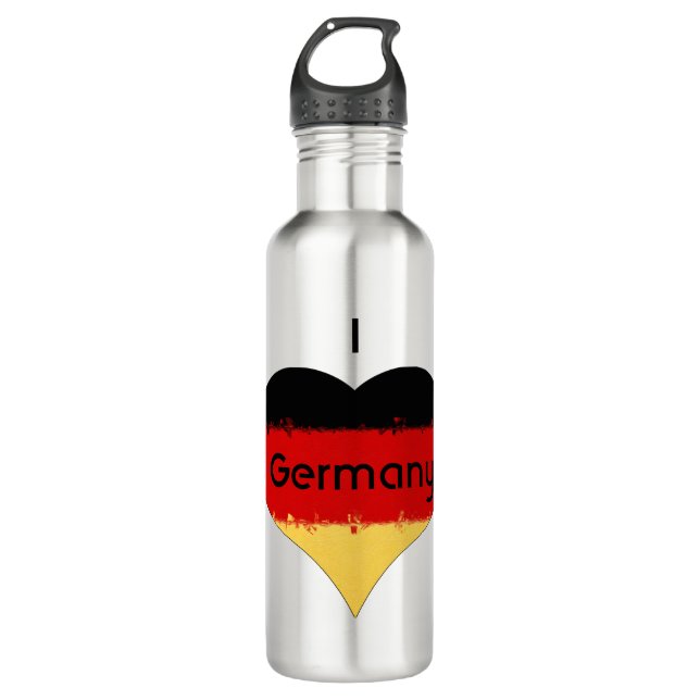 Bouteille D'eau I Love Allemagne Grunge Heart Flag Design (Devant)