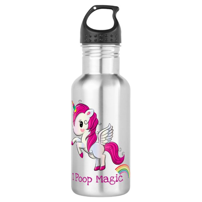 Bouteille D'eau I Poop Magic Funny Unicorne Dit (Devant)