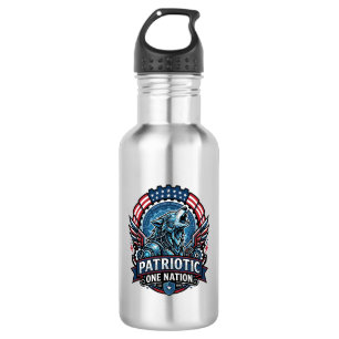 Bouteille D'eau IA patriotique Liberté Loup Cyberpunk Avenir Liber