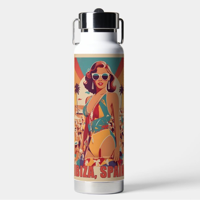 Bouteille D'eau Ibiza, Espagne Affiche de voyage (Salle de sport)