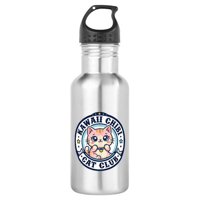 Bouteille D'eau Idée cadeau maman chat chibi kawaii - Kawaii Chibi (Devant)