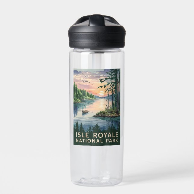 Bouteille D'eau Illustration aquarelle de l'île Royale (Extérieur)
