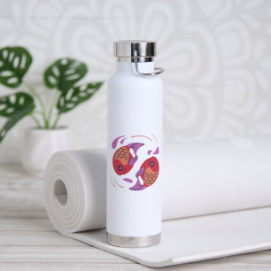 Bouteille D'eau Illustration artistique de poissons koï jumeaux ea