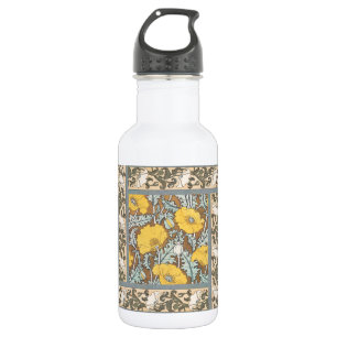 Bouteille D'eau illustration d'art pavot fleur jaune