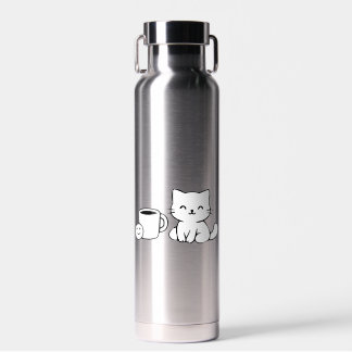 Bouteille D'eau Illustration de chat au trait – Dessin minimaliste