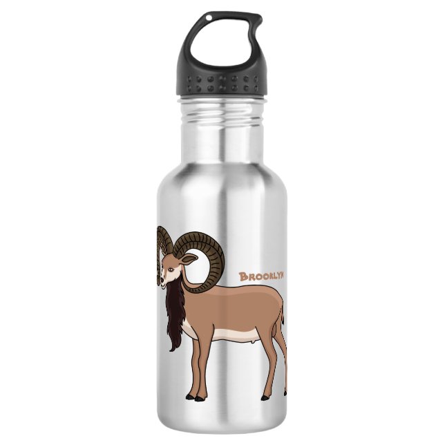 Bouteille D'eau Illustration de chèvre de Mouflon (Devant)