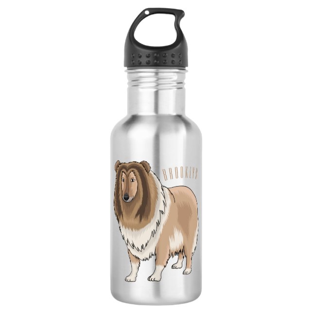 Bouteille D'eau Illustration de chien Rough collie (Devant)