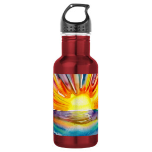 Bouteille D'eau Illustration de coucher de soleil vibrant reflet d