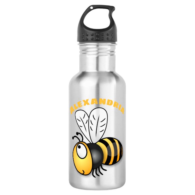 Bouteille D'eau Illustration de dessin animé d'abeilles joyeux (Devant)