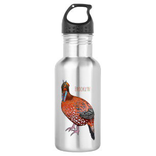 Bouteille D'eau illustration de dessin animé de l'oiseau tragopan