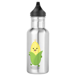 Bouteille D'eau Illustration de dessin animé de maïs heureux migno