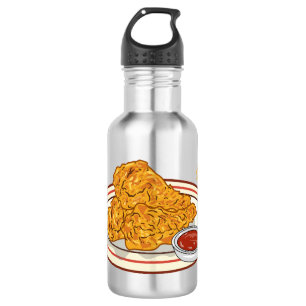 Bouteille D'eau Illustration de dessin animé sur le poulet frit
