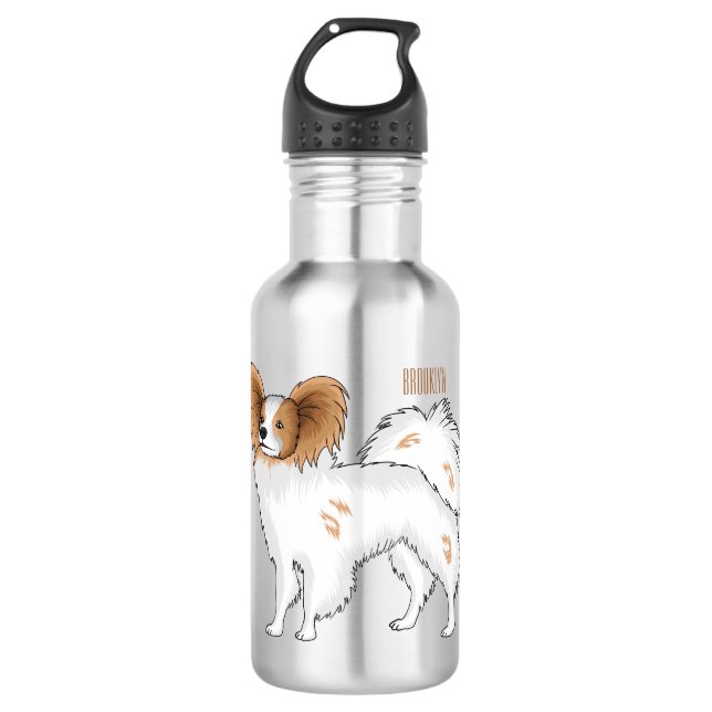 Bouteille D'eau Illustration de dessin pour chien de Papillon (Devant)
