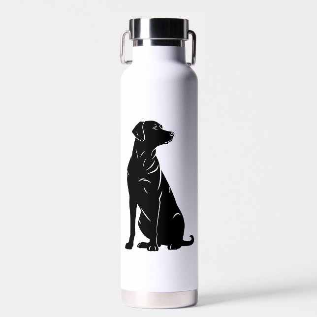 Bouteille D'eau Illustration de la silhouette du labrador noir (Avant)