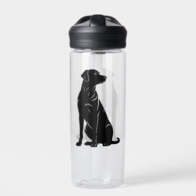 Bouteille D'eau Illustration de la silhouette du labrador noir (Extérieur)