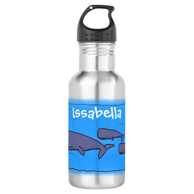 Bouteille D'eau Illustration de mignonne migratrice de baleines à  (Devant)