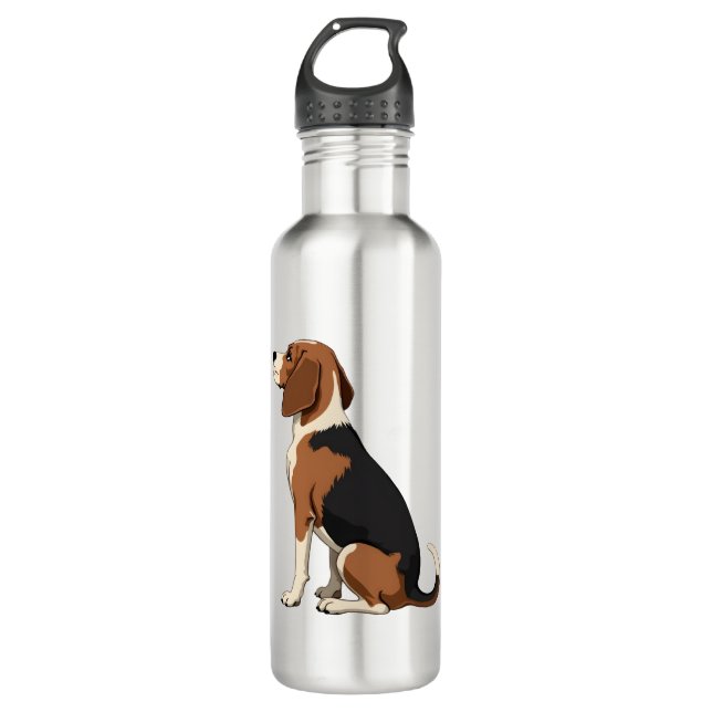 Bouteille D'eau Illustration de vue arrière de chien Beagle vintag (Devant)