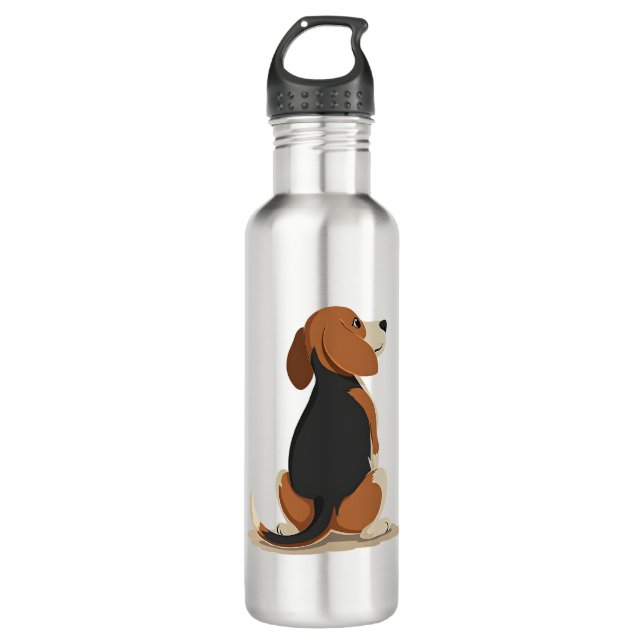 Bouteille D'eau Illustration de vue arrière de chien Beagle vintag (Devant)