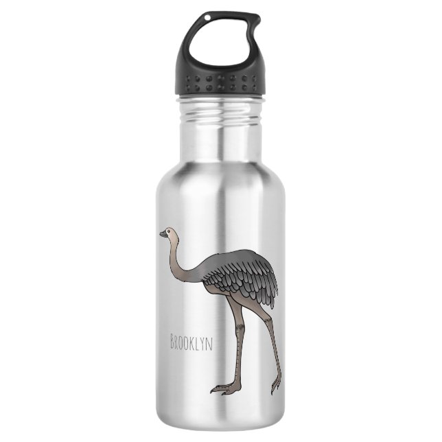 Bouteille D'eau Illustration d'oiseau de rhée (Devant)
