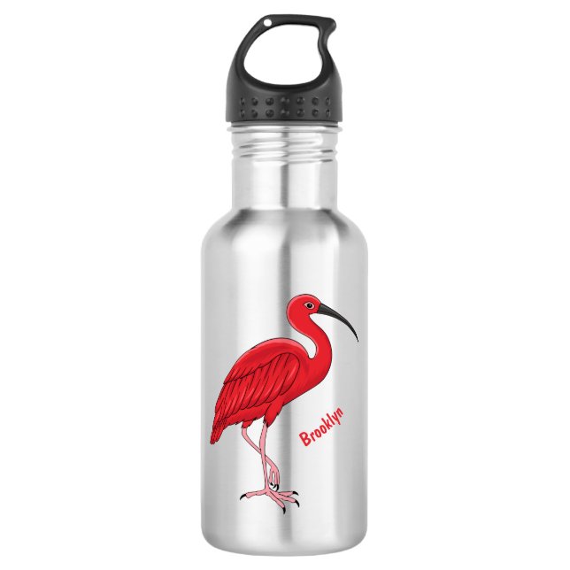 Bouteille D'eau Illustration d'oiseau Scarlet ibis (Devant)