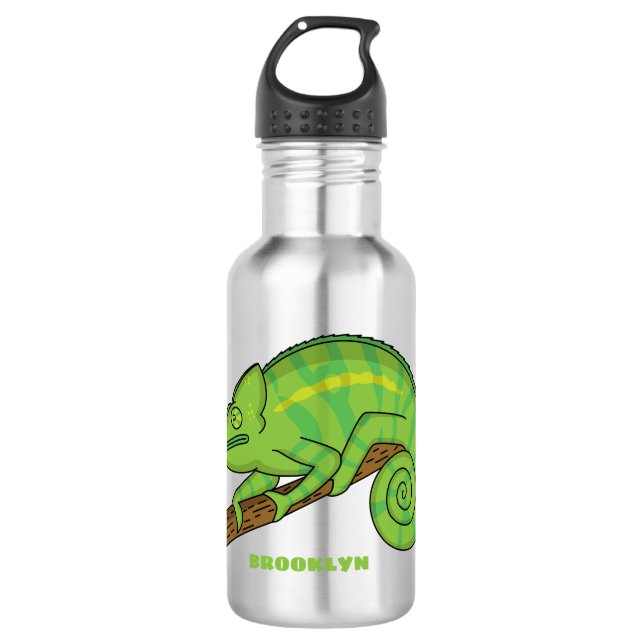 Bouteille D'eau Illustration du caméléon de la parson (Devant)