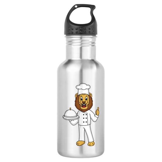 Bouteille D'eau Illustration du chef mignon lion (Devant)