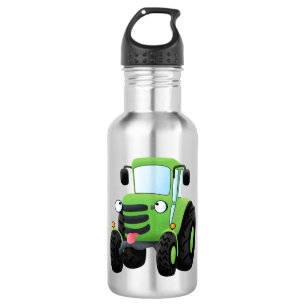 Bouteille D'eau Illustration du joli joyeux tracteur agricole vert