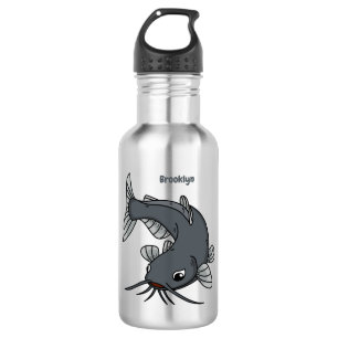 Bouteille D'eau Illustration du poisson-chat mignon